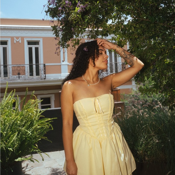 Yellow Strapless Dress (Small) - Picture 3 of 6